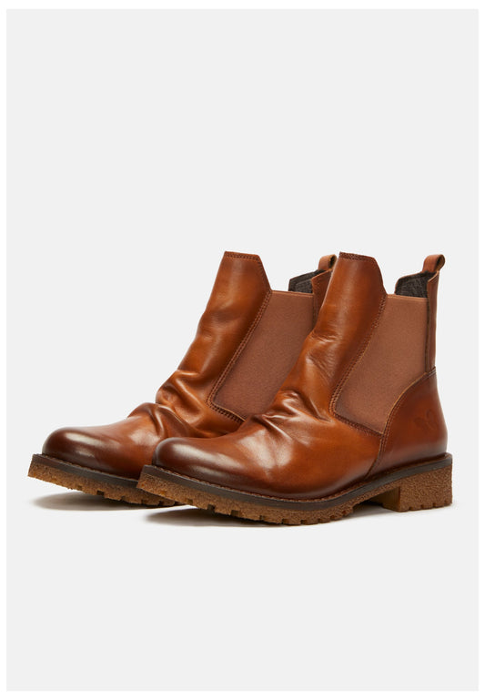 FELMINI Stiefelette Leder/Textil Mittelbraun