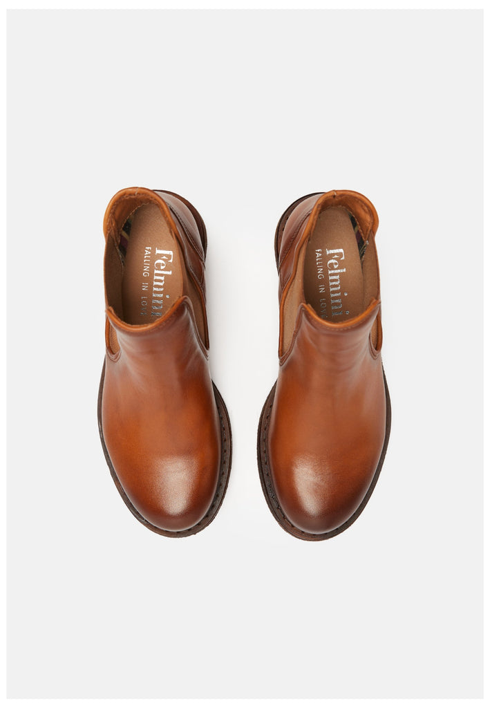 FELMINI Stiefelette Leder/Textil Mittelbraun