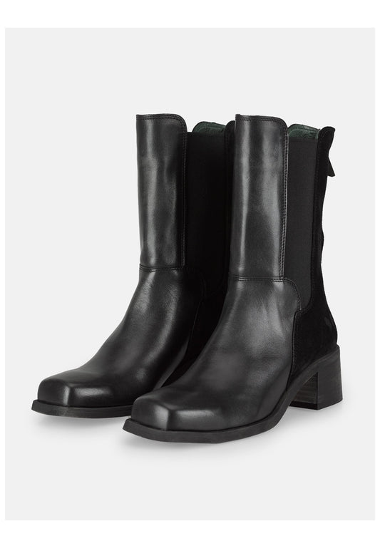 FELMINI Stiefelette Leder/Textil Schwarz