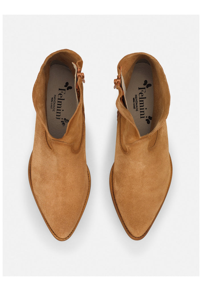 FELMINI Stiefelette Veloursleder Mittelbraun