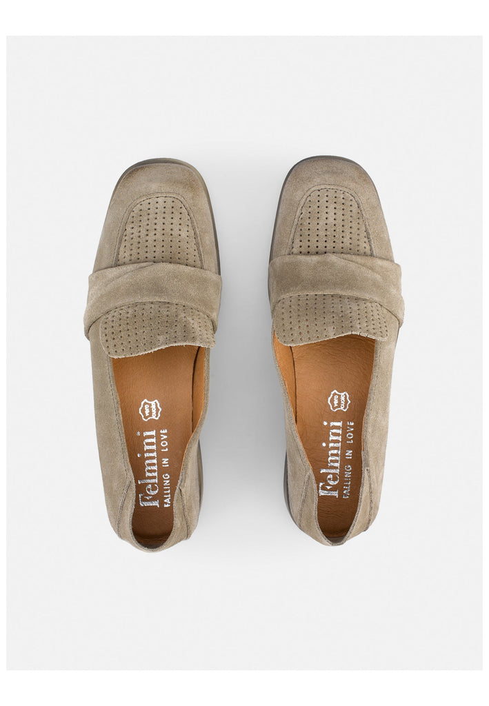 FELMINI WIDE FIT Slipper Leder Braun/Grau