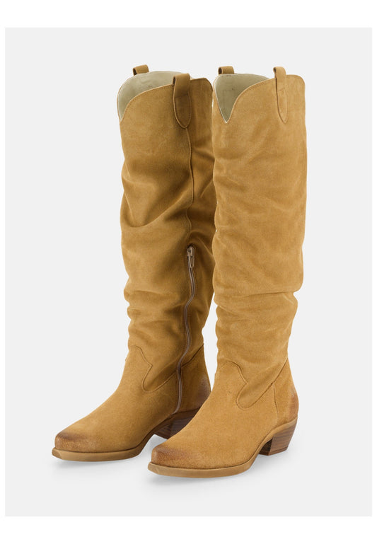 FELMINI WIDE FIT Stiefel Veloursleder Hellbraun
