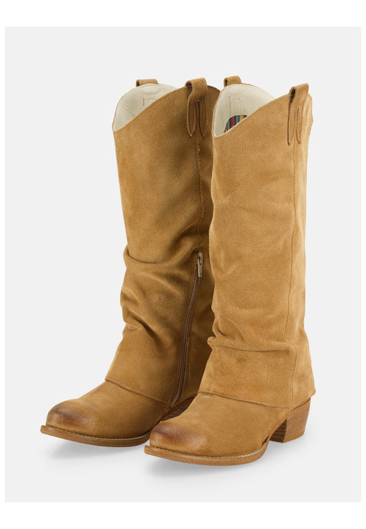 FELMINI WIDE FIT Stiefel Veloursleder Hellbraun
