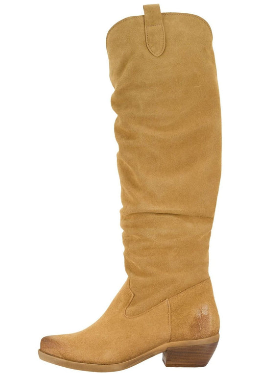 FELMINI WIDE FIT Stiefel Veloursleder Hellbraun