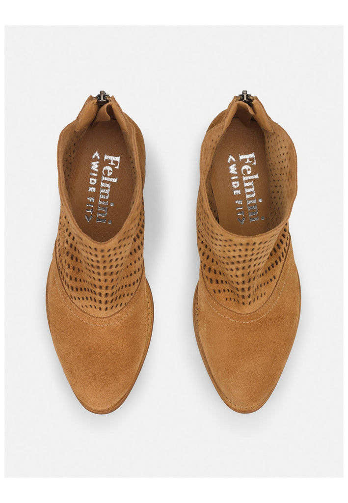 FELMINI WIDE FIT Stiefelette Veloursleder Cognac