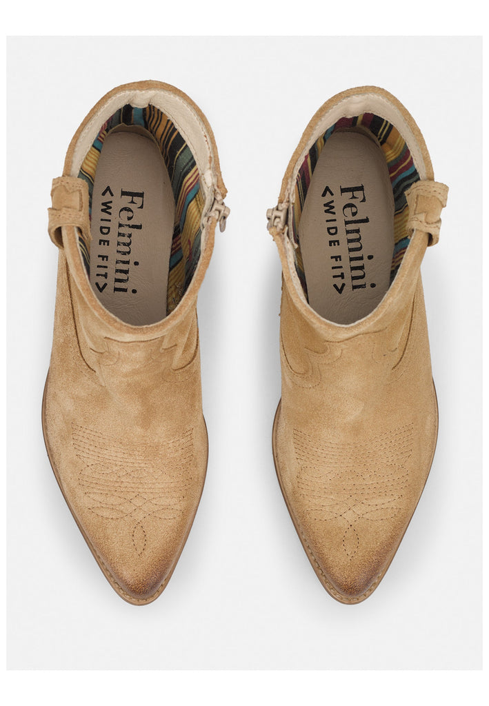 FELMINI WIDE FIT Stiefelette Veloursleder Dunkelbeige