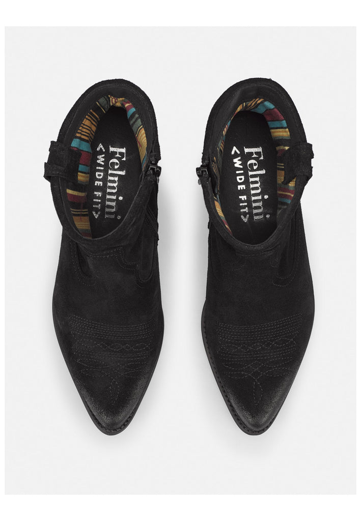 FELMINI WIDE FIT Stiefelette Veloursleder Schwarz Kombi