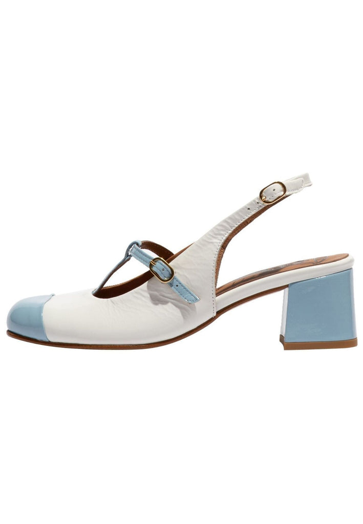 FLY London Pumps Leder Weiß/Blau