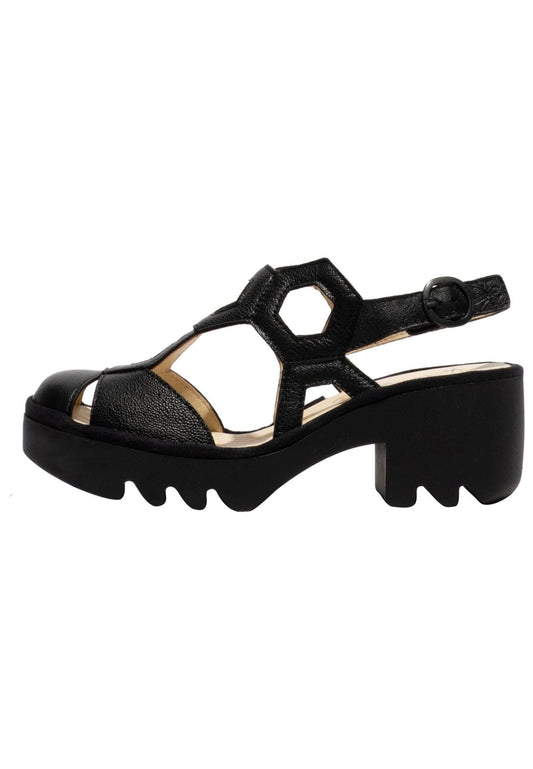 FLY London Sandalen Leder Schwarz/Schwarz