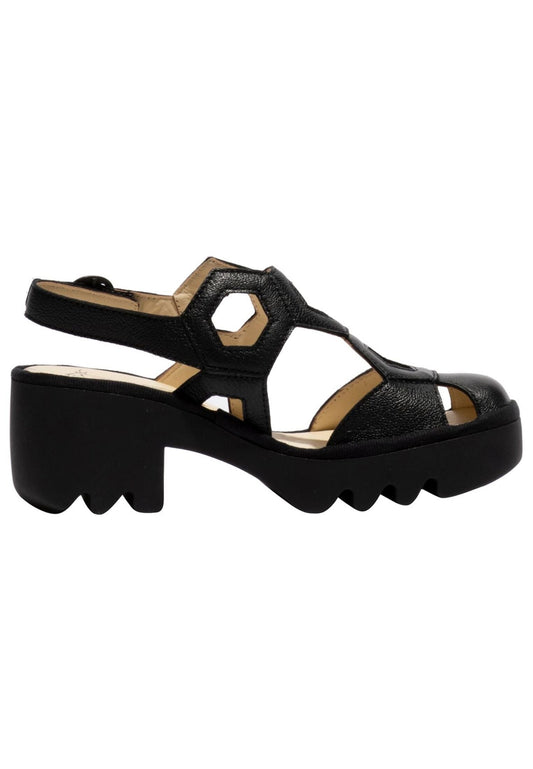 FLY London Sandalen Leder Schwarz/Schwarz