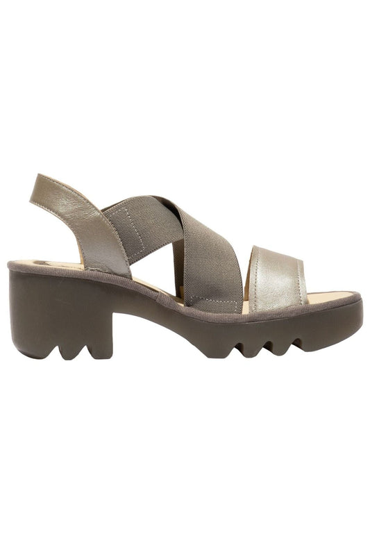 FLY London Sandalen Leder/Textil Silber/Beige