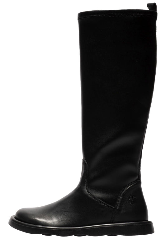 FLY London Stiefel Leder/Textil Schwarz