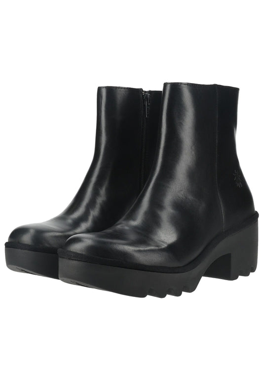 FLY London Stiefelette Glattleder Schwarz