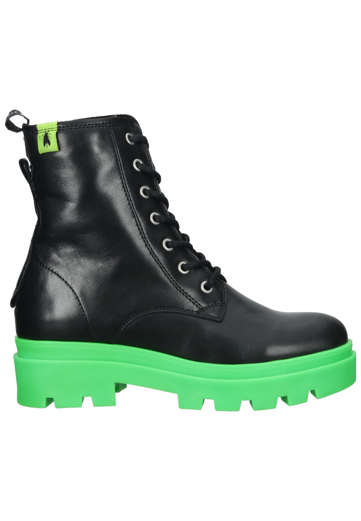 FLY London Stiefelette Leder Schwarz/Grün