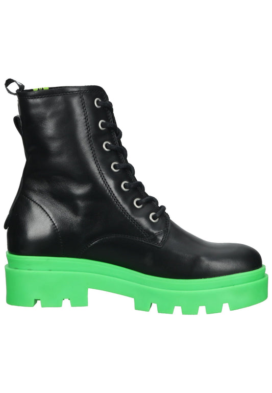 FLY London Stiefelette Leder Schwarz/Grün