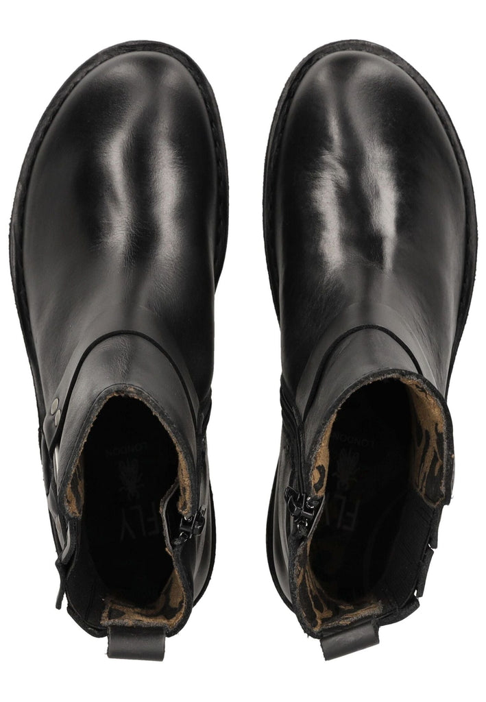 FLY London Stiefelette Leder Schwarz Warmfutter