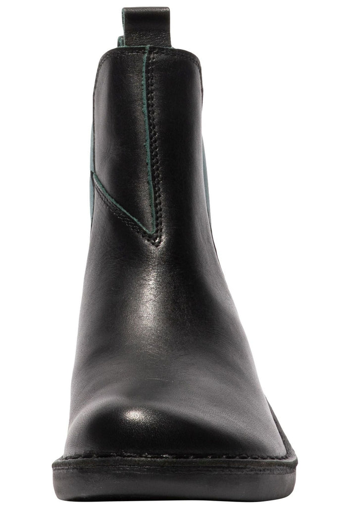 FLY London Stiefelette Leder/Textil Schwarz/Grün