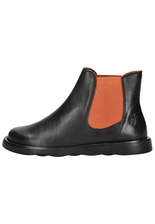 FLY London Stiefelette Leder/Textil Schwarz/Rot