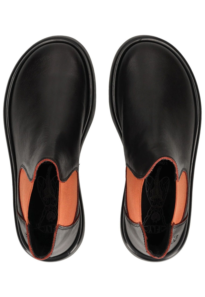 FLY London Stiefelette Leder/Textil Schwarz/Rot