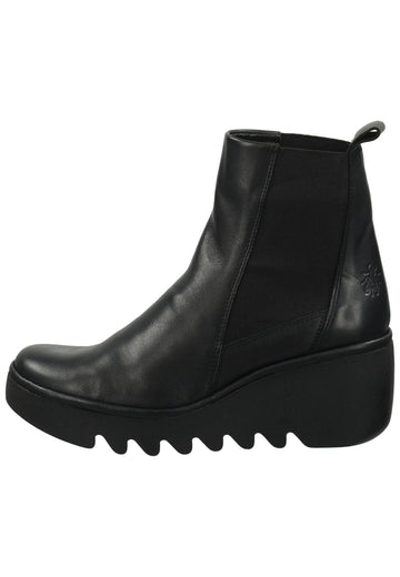 FLY London Stiefelette Leder/Textil Schwarz/Schwarz Warmfutter