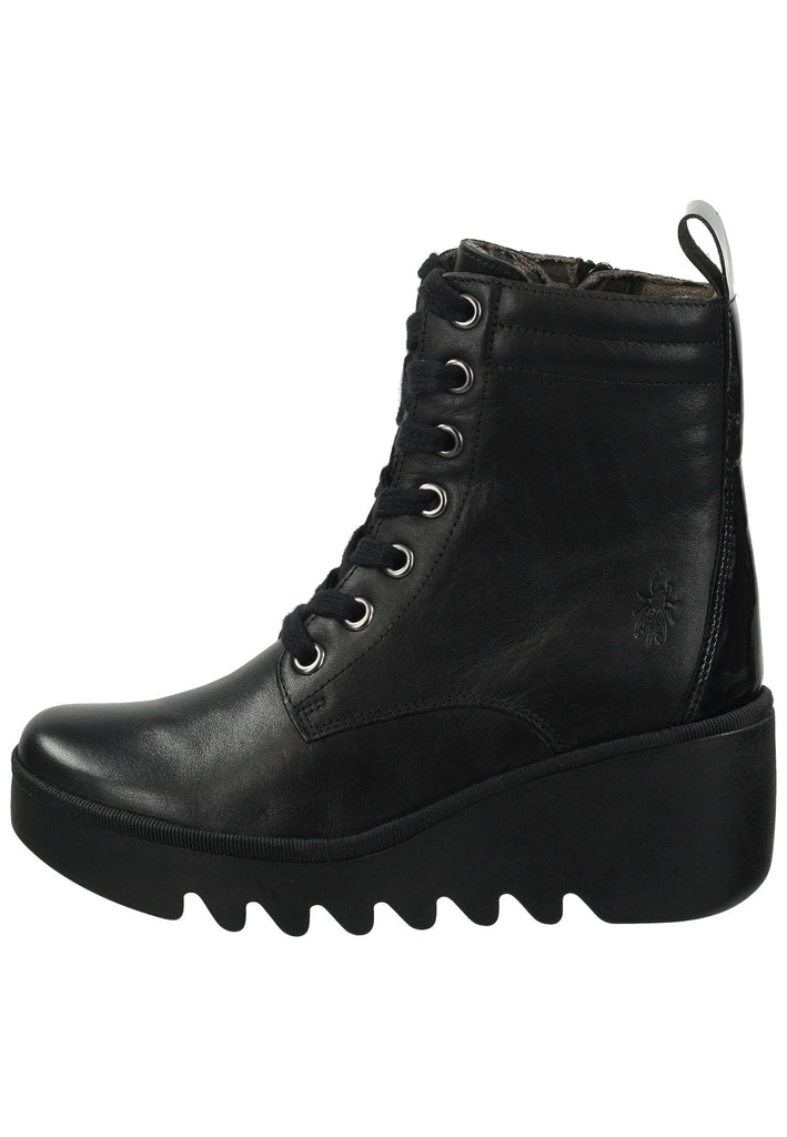 Stiefeletten FLY London Stiefelette Leder Schwarz Warmfutter