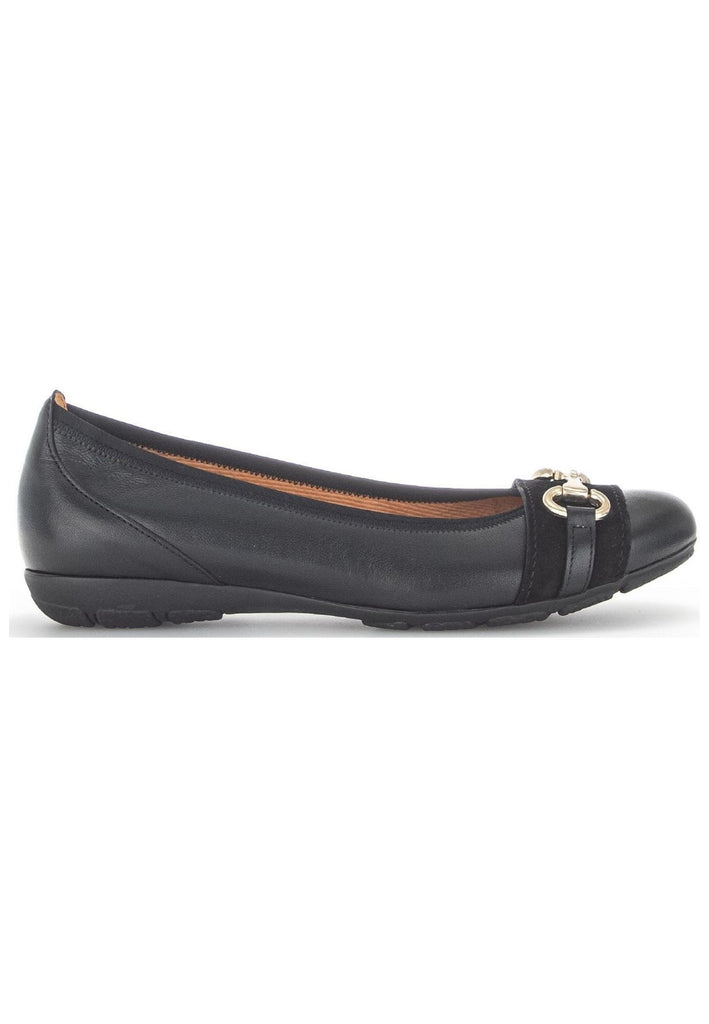 Gabor Ballerinas Nappaleder Schwarz/Gold