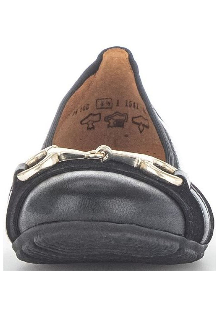 Gabor Ballerinas Nappaleder Schwarz/Gold