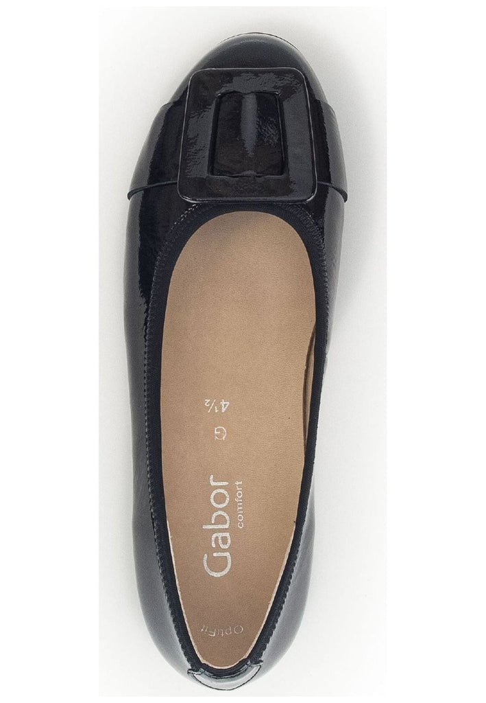 Gabor Comfort Ballerinas Leder Schwarz Lack
