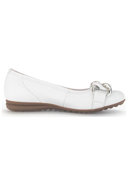 Gabor Comfort Ballerinas Leder Weiß/Silber