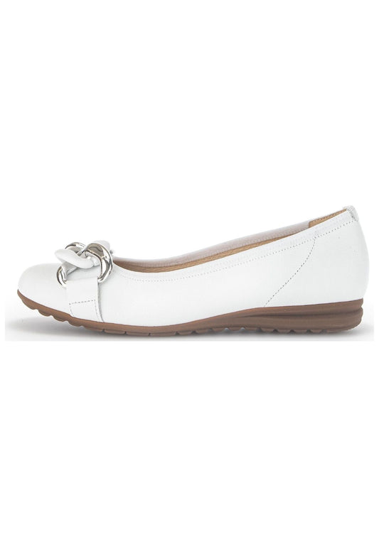 Gabor Comfort Ballerinas Leder Weiß/Silber