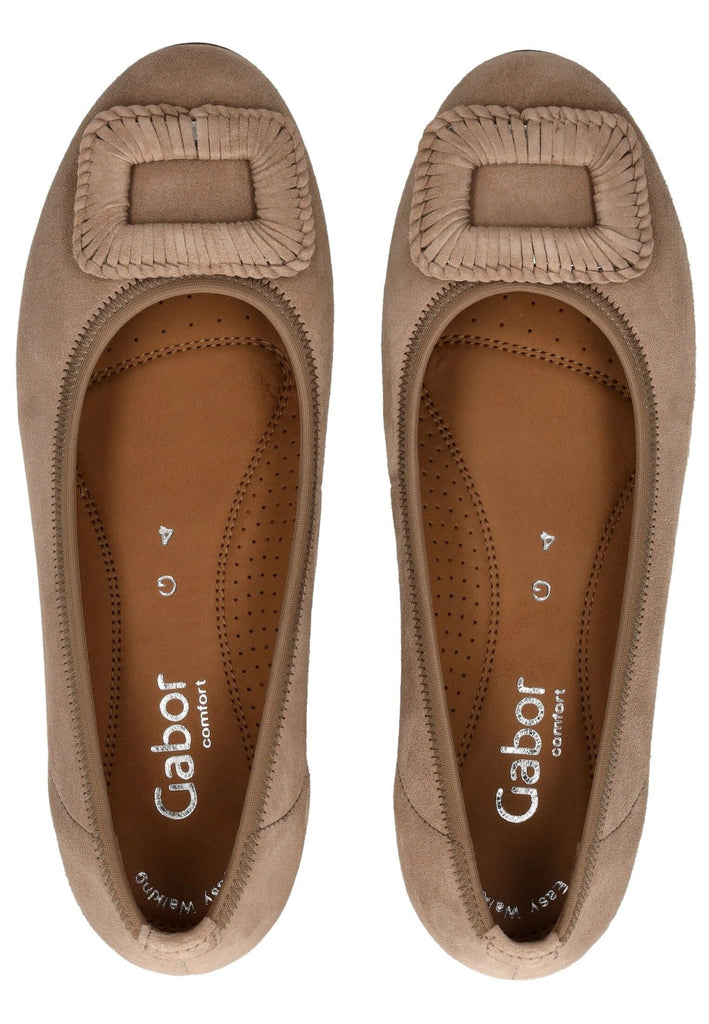Gabor Comfort Ballerinas Veloursleder Sand
