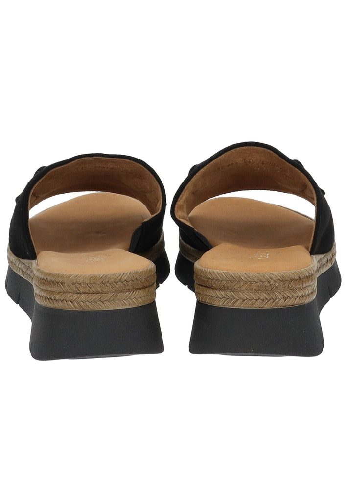 Gabor Comfort Pantoletten Veloursleder Schwarz/Gold