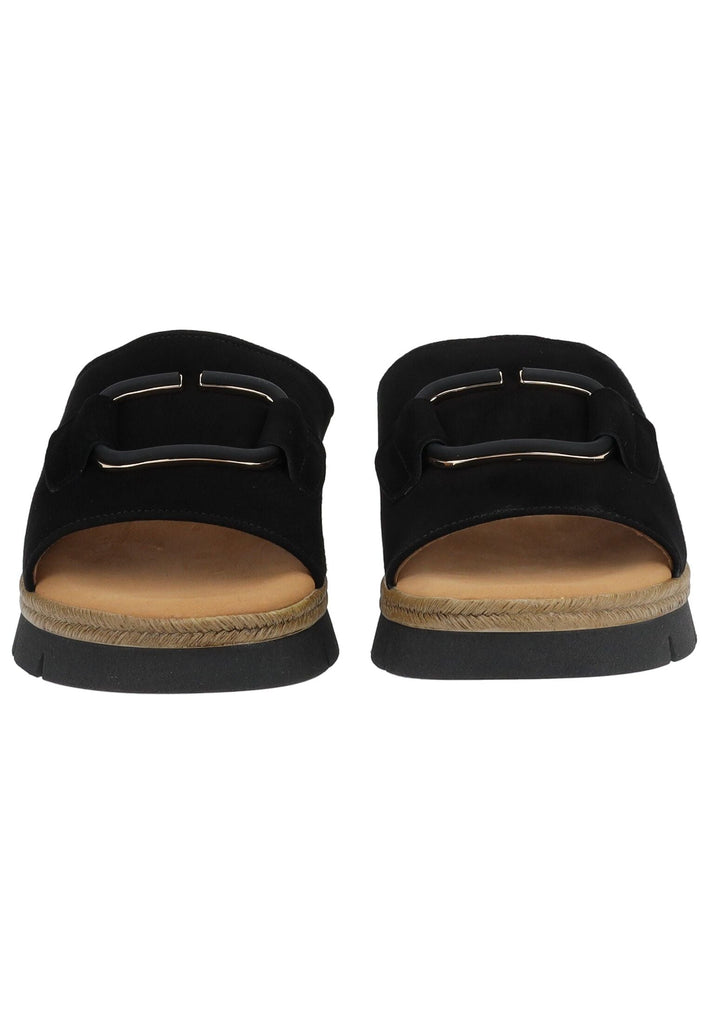 Gabor Comfort Pantoletten Veloursleder Schwarz/Gold