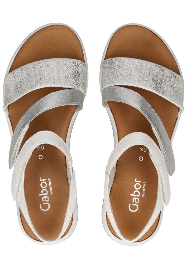 Gabor Comfort Sandalen Leder Weiß/Silber