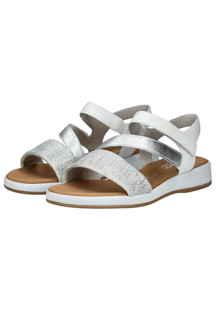 Gabor Comfort Sandalen Leder Weiß/Silber