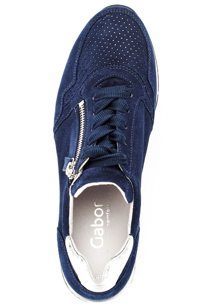 Gabor Comfort Sneaker Veloursleder/Textil Blau/Silber