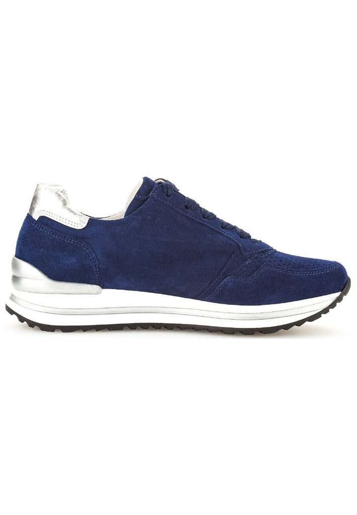 Gabor Comfort Sneaker Veloursleder/Textil Blau/Silber