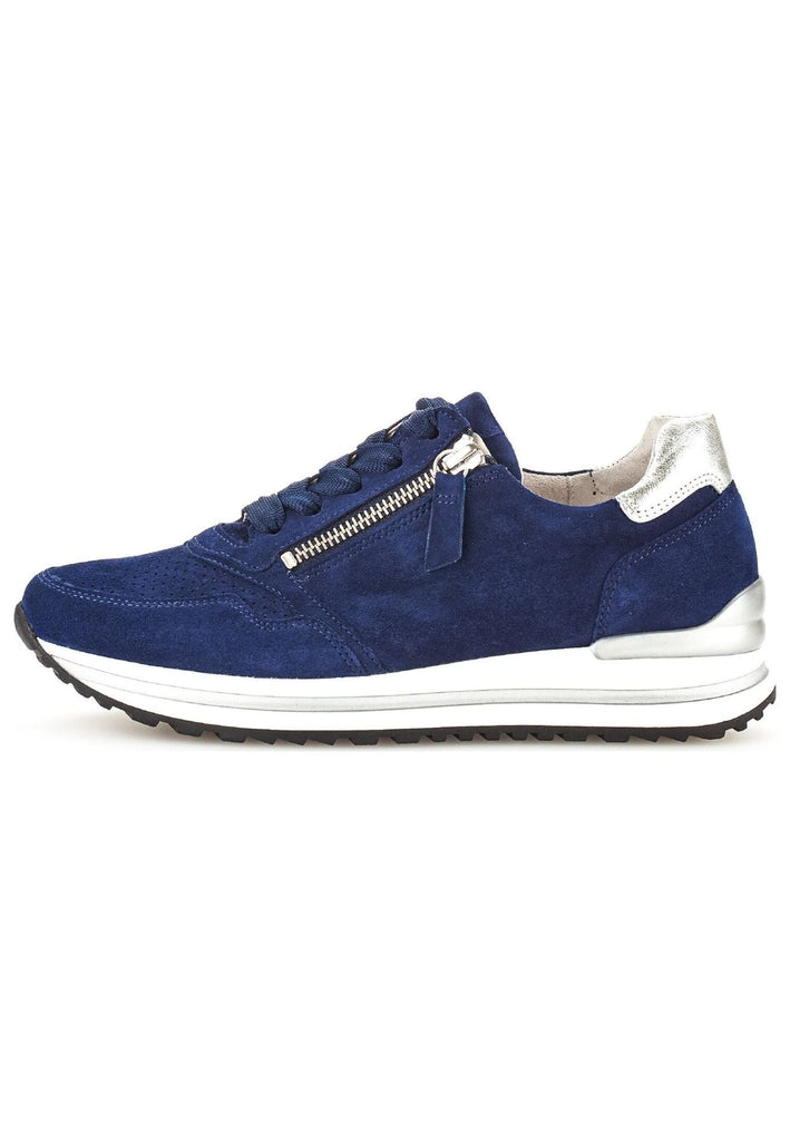 Gabor Comfort Sneaker Veloursleder/Textil Blau/Silber