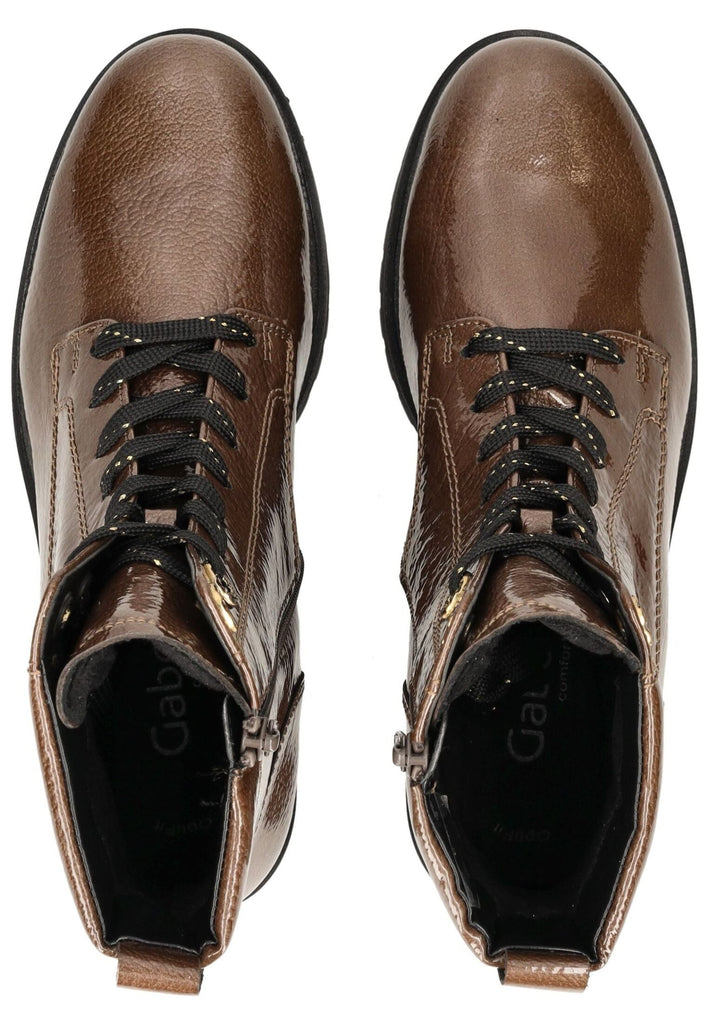 Gabor Comfort Stiefelette Leder Braun Lack