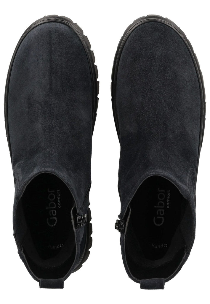 Gabor Comfort Stiefelette Veloursleder Dunkelblau Warmfutter