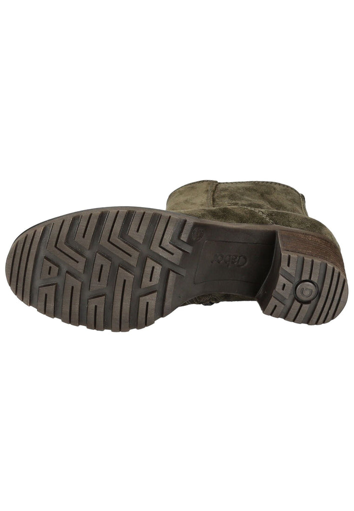 Gabor Comfort Stiefelette Veloursleder Olive Warmfutter