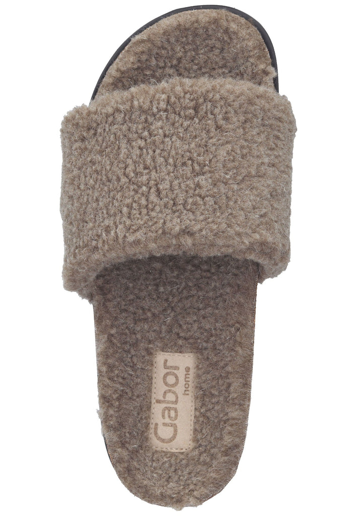 Pantoletten Gabor Hausschuhe Textil Taupe Warmfutter