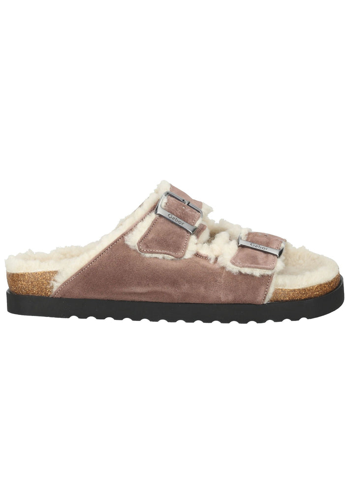 Pantoletten Gabor Hausschuhe Veloursleder Dunkelrosa Warmfutter