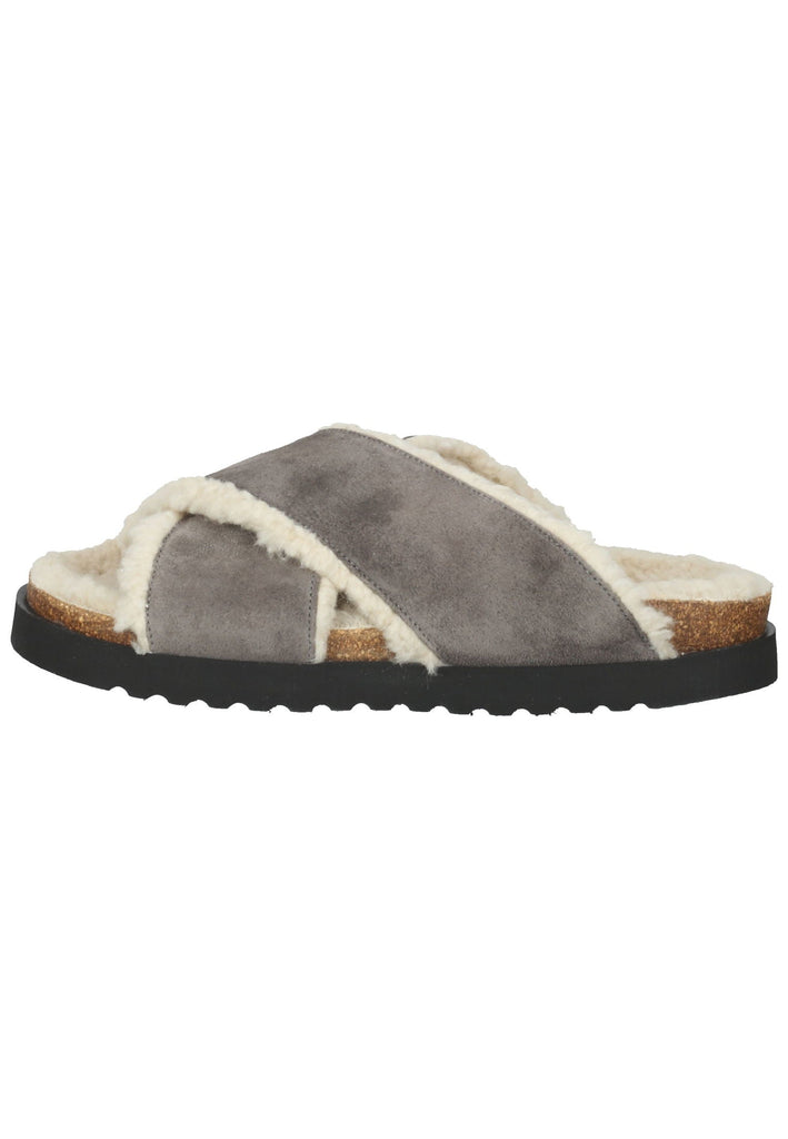 Pantoletten Gabor Hausschuhe Veloursleder Grau Warmfutter