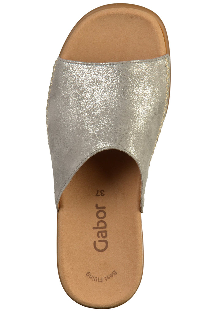 Gabor Pantoletten Leder Grau