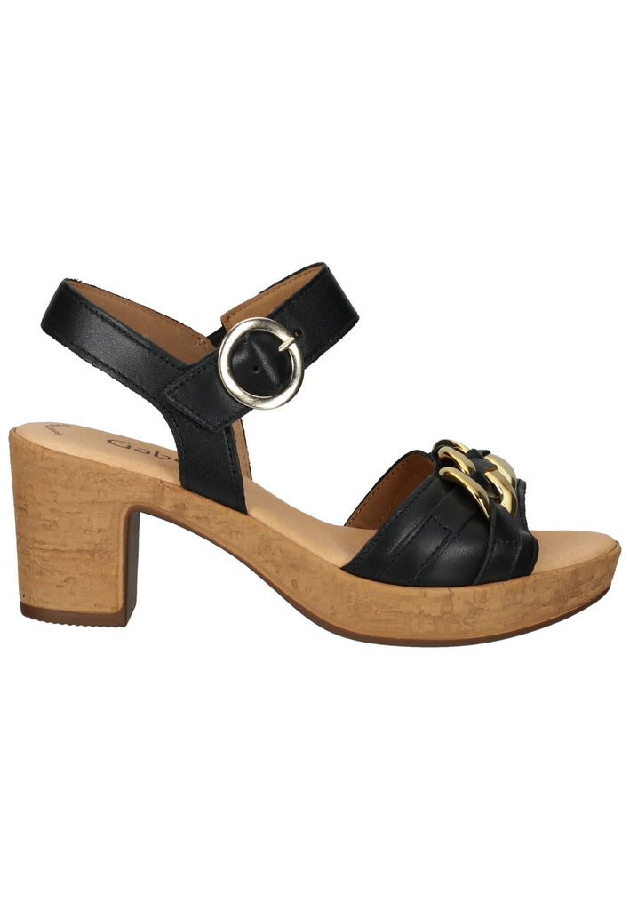 Gabor Sandalen Nappaleder Schwarz/Gold