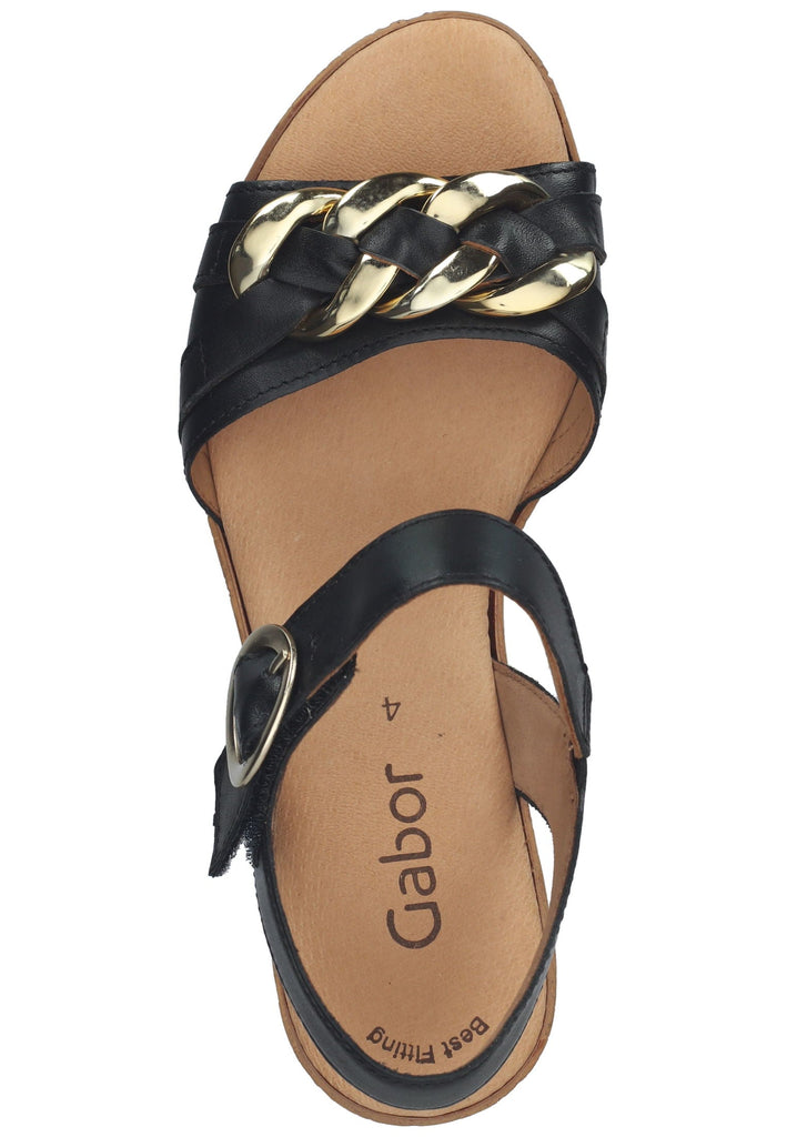 Gabor Sandalen Nappaleder Schwarz/Gold