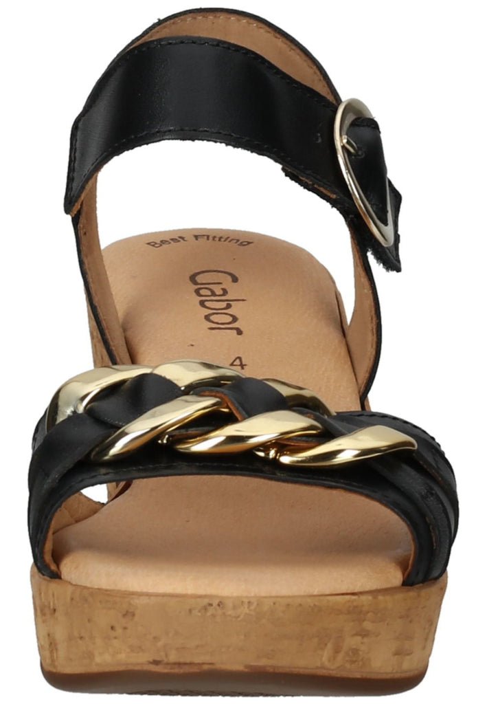 Gabor Sandalen Nappaleder Schwarz/Gold