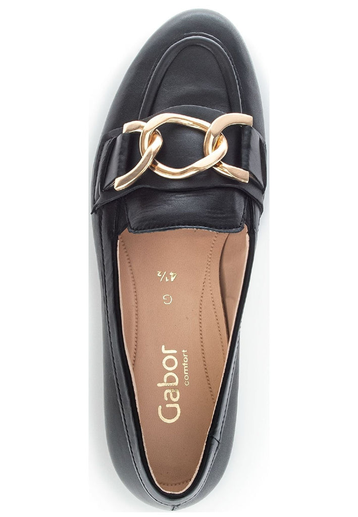 Gabor Slipper Glattleder Schwarz/Gold