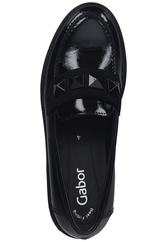 Gabor Slipper Leder/Textil Schwarz Lack